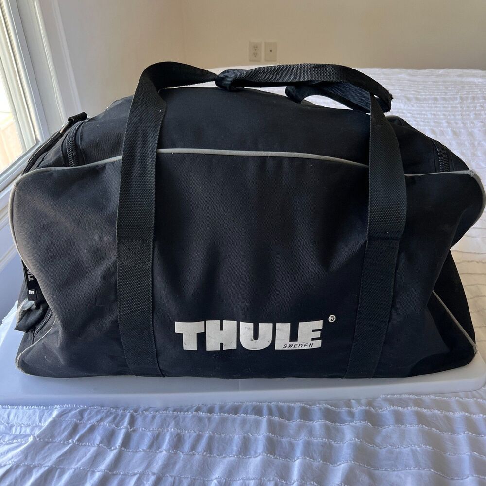 Thule Sweden Black Gray Duffel Bag Large Travel Gym Bag Multi-Pocket Carry-On